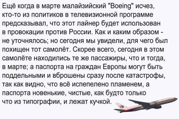 Катастрофа Boeing 777: факты о которых молчат