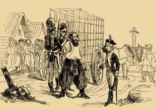 Рис.12. Суворов сажает Пугачева в клетку